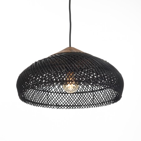 SIXTINE - Black Rattan Pendant Light 40x40cm
