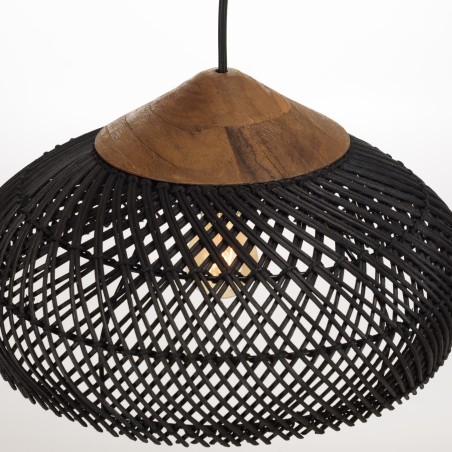 SIXTINE - Black Rattan Pendant Light 40x40cm