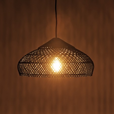 Suspension rotin noir SIXTINE 40x40cm