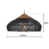 Suspension rotin noir SIXTINE 40x40cm