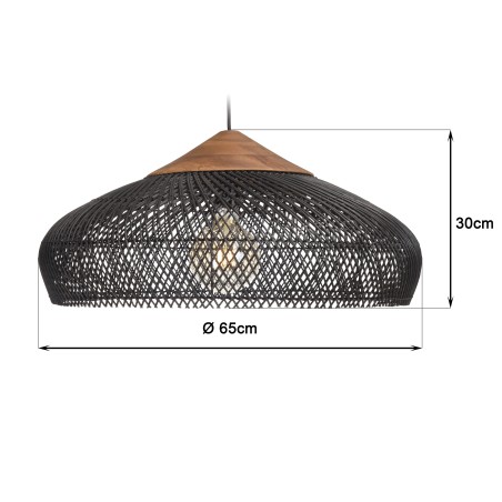 SIXTINE - Black Rattan Pendant Light 65x65cm
