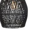 Suspension goutte rotin noir et teck 25x25cm