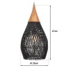 Suspension goutte rotin noir et teck 25x25cm