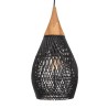 Suspension goutte rotin noir et teck 25x25cm