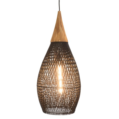 Suspension SIXTINE en rotin noir et teck 35x35cm