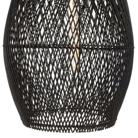 SIXTINE 'Drop' Pendant Light 35x35cm in Black Rattan and Teak