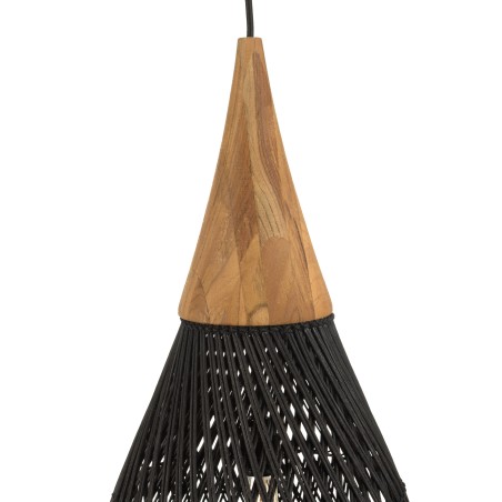 Suspension SIXTINE en rotin noir et teck 35x35cm