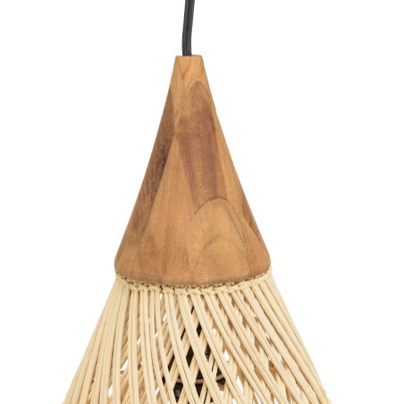SIXTINE 25x25cm 'Drop' Pendant Light in Rattan and Teak