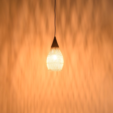 Suspension SIXTINE - Rotin naturel et teck 25x25cm