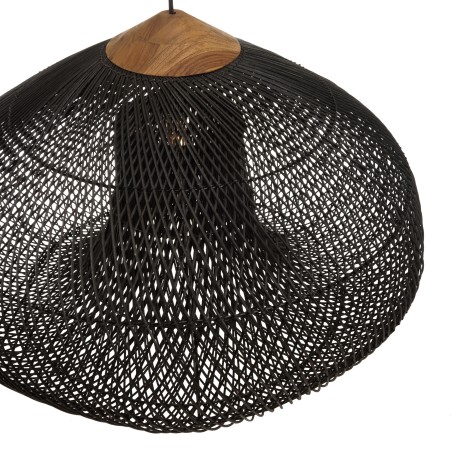 Suspension SIXTINE - 80x80cm rotin noir/teck