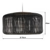 SIXTINE 'Bucket' Pendant Light | Black Rattan & Teak | 76 x 76 cm