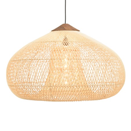 Suspension SIXTINE en rotin naturel et teck