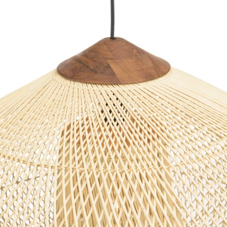 Suspension SIXTINE en rotin naturel et teck