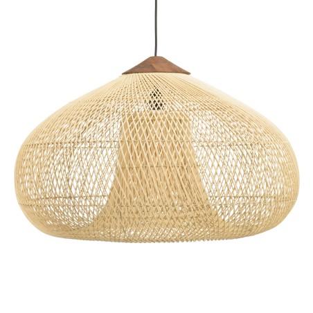 Suspension SIXTINE en rotin naturel et teck