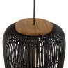 SIXTINE 'Elongated' Pendant Light - Black Rattan & Teak - 35 x 35 cm