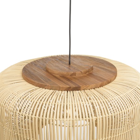 Suspension en rotin SIXTINE 76x76cm - Naturelle et teck