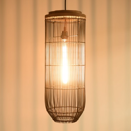 Suspension en rotin noir SIXTINE 25x25cm
