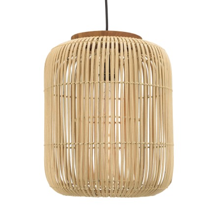 SIXTINE 'Elongated' Pendant Light - Natural Rattan & Teak - 35 x 35 cm