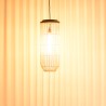 SIXTINE 'Long' Pendant Light - Natural Rattan and Teak - 25 x 25 cm