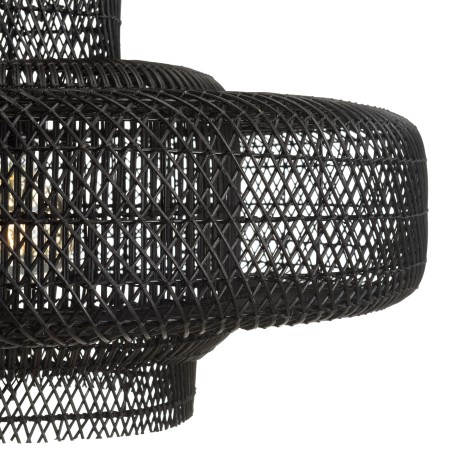 Suspension SIXTINE en rotin noir et teck 90x90cm