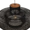 SIXTINE Double Pendant Light - Black Rattan & Teak - 90x90cm
