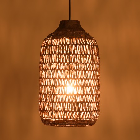 Suspension SIXTINE en abaca et teck recyclé