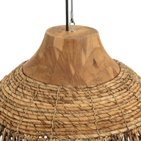 Suspension SIXTINE en abaca naturel et teck recyclé