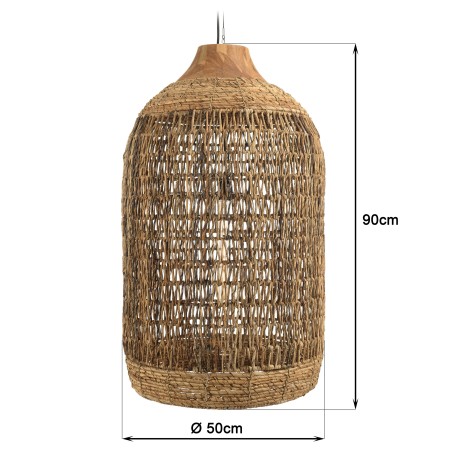 Suspension SIXTINE en abaca naturel et teck recyclé