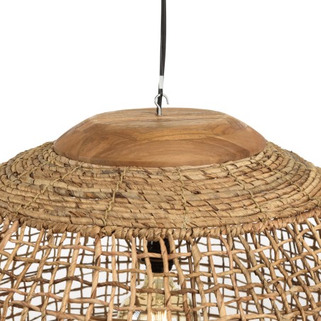 SIXTINE 'Ball' Pendant Light 83x83cm - Natural Abaca & Teak