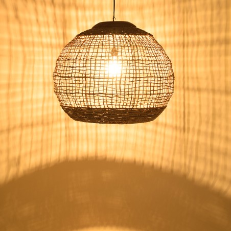 SIXTINE 'Ball' Pendant Light 83x83cm - Natural Abaca & Teak