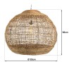 Suspension SIXTINE en abaca naturel et teck 83x83cm