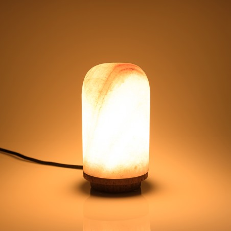 SIXTINE Table Lamp - Natural Onyx Stone and Teak - 10x10cm