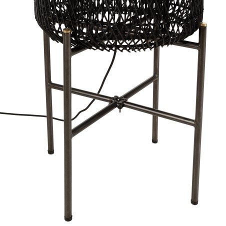 SIXTINE Floor Lamp 39x39cm Black Rattan with Steel Legs