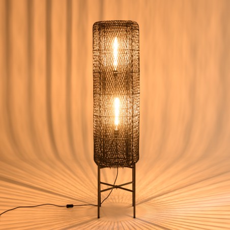 Lampadaire SIXTINE en rotin noir 39x39cm