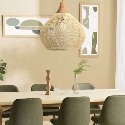 Suspension SIXTINE en rotin et teck 68x68cm