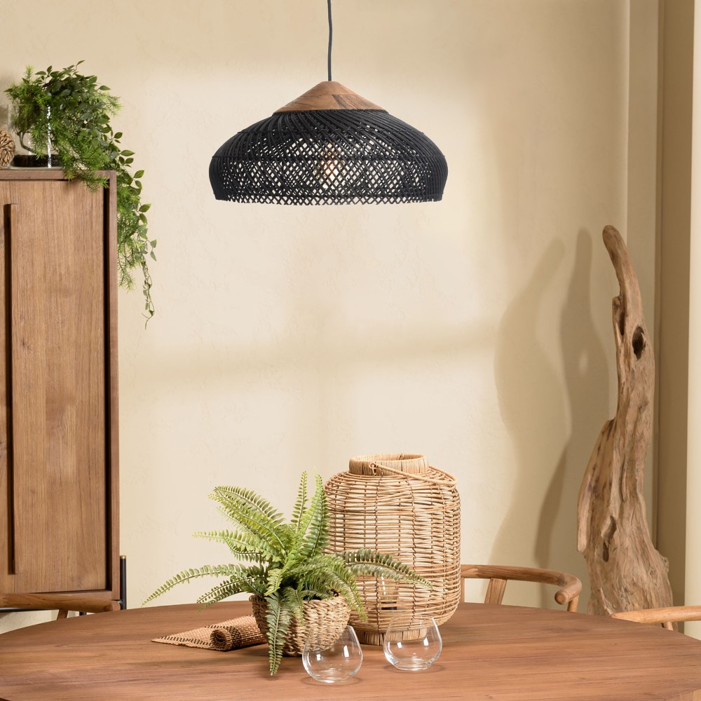 Suspension rotin noir SIXTINE 40x40cm Suspension rotin noir SIXTINE 40x40cm