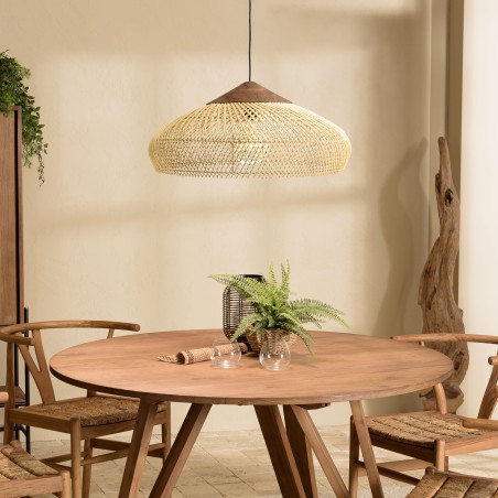 SIXTINE - 65x65cm Natural Rattan Pendant Light