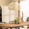 SIXTINE 'Funnel' Pendant Light 80x80cm Natural Rattan/Teak