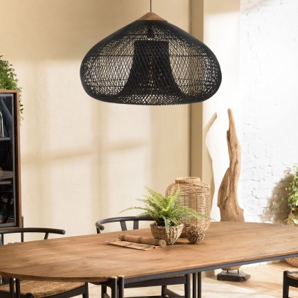 Suspension SIXTINE - 80x80cm rotin noir/teck