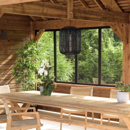 Suspension en rotin noir SIXTINE 35x35cm