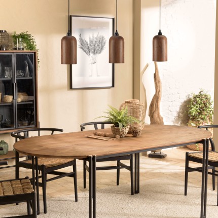 SIXTINE Elongated Pendant Light - Recycled Teak Wood