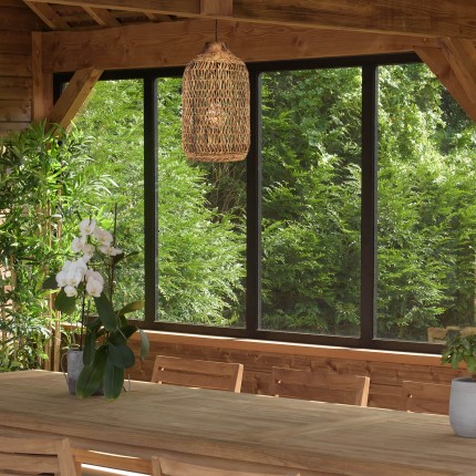 Suspension SIXTINE en abaca et teck recyclé