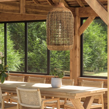 SIXTINE Pendant Light 50x50cm - Natural Abaca & Recycled Teak