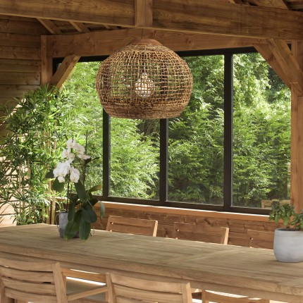 SIXTINE 'Ball' Pendant Light 60x60cm - Natural Abaca & Teak