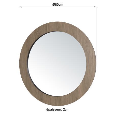 Miroir rond JULIA 80x80cm couleur mocha