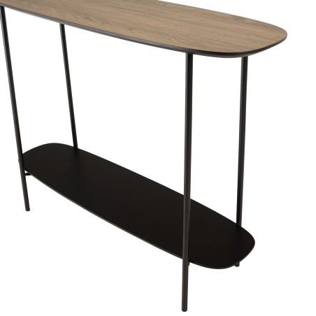 JULIA Console Table with 2 Shelves, 100x30cm - Mocha/Black