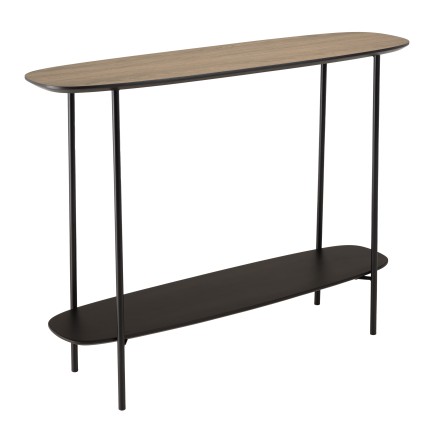 JULIA Console Table with 2 Shelves, 100x30cm - Mocha/Black