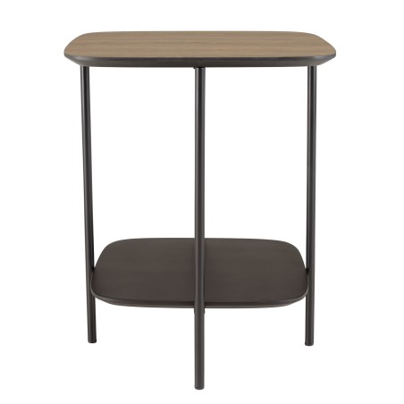 JULIA Side Table - Dual-Material Mocha/Black with Metal Legs