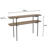 Console double plateau JULIA 120x33cm mocha pieds métal noir