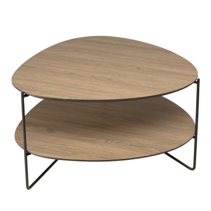 JULIA Coffee Table with 2 Trays - Oval Shape - Mocha Color